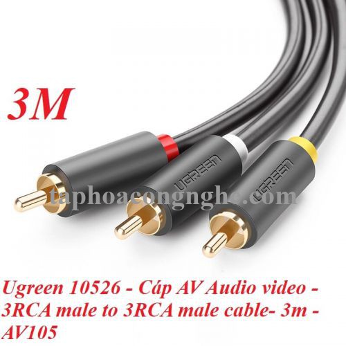 Ugreen 10526 3M màu Đen Cáp âm thanh Bông sen 3 ra 3 dương AV105 30010526